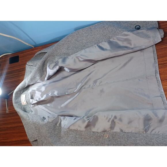 Vintage Winter Time By Herman Kay Wool Grey Coat Size - Picture 9 of 10